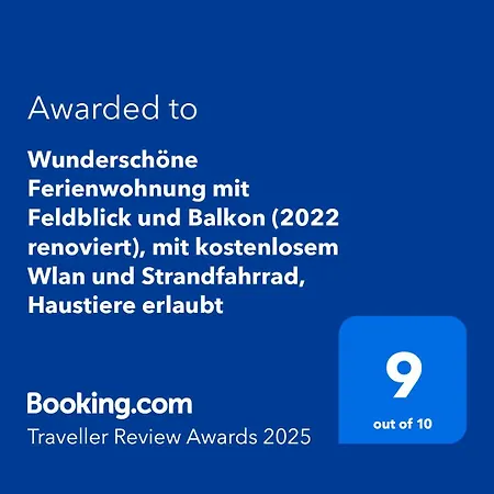 Wunderschoene Mit Feldblick Und Balkon, Mit Kostenlosem Wlan Und Strandfahrrad, Haustiere Erlaubt Appartement